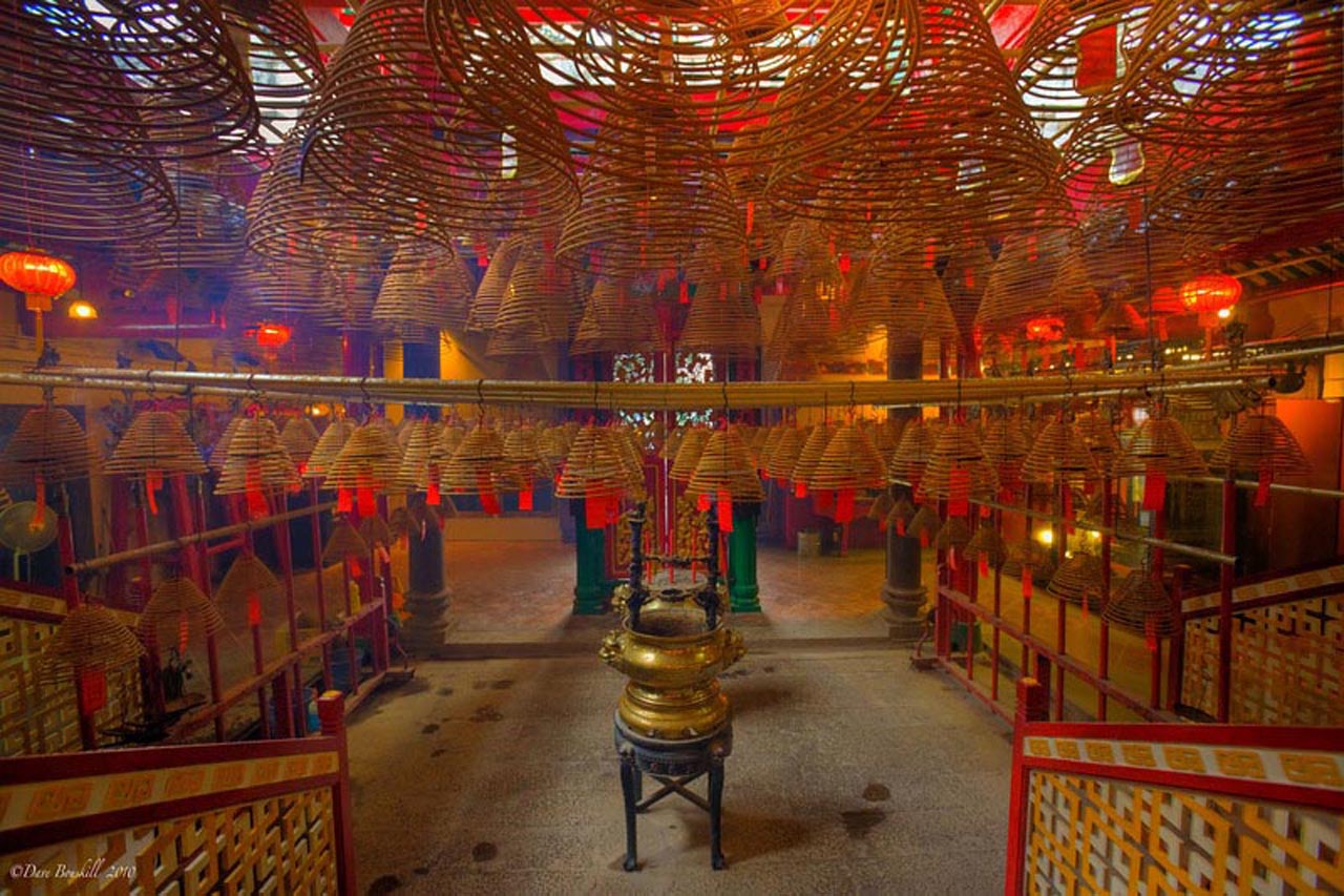 Burn Incense at Man Mo Temple